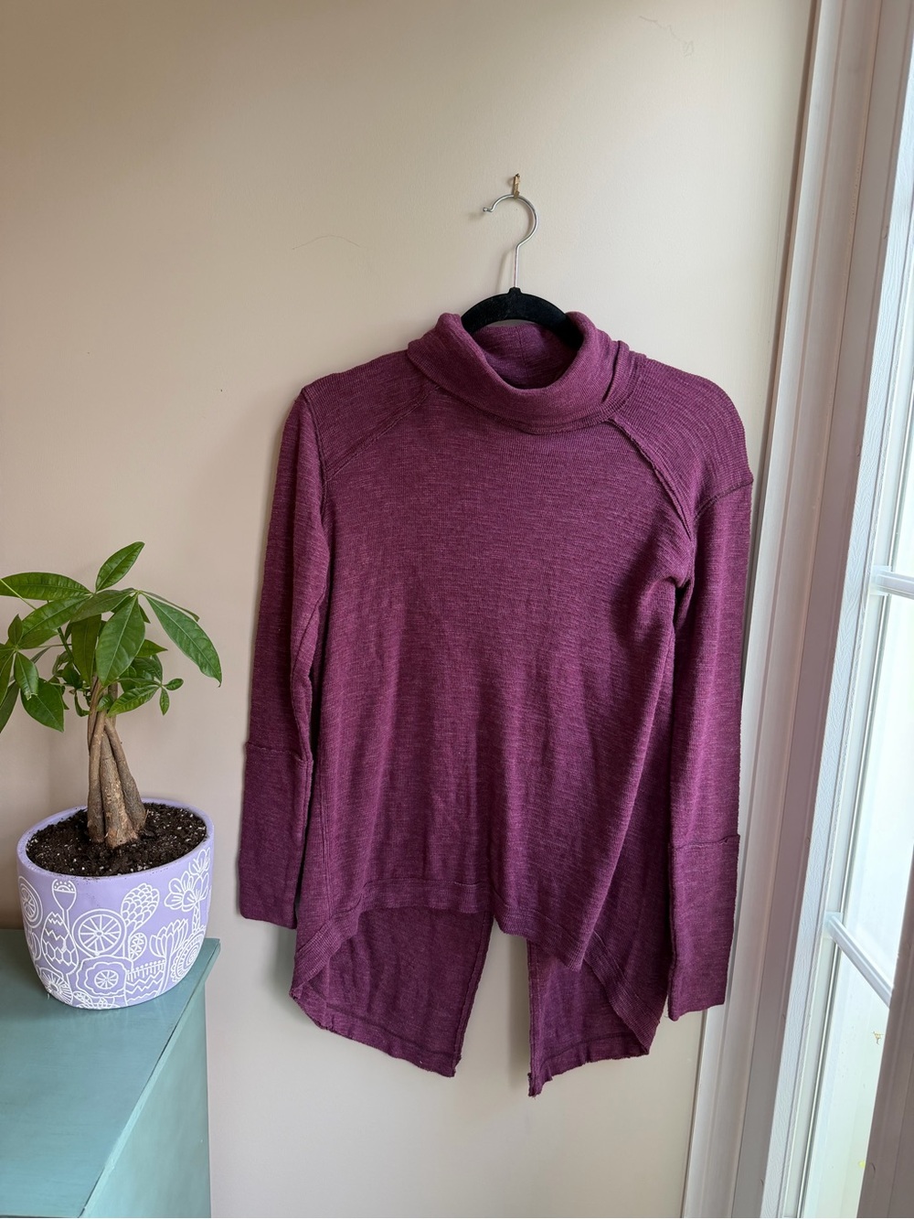 Free People Plum Cowl Neck Tunic Sweater